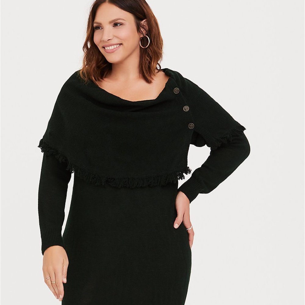 Torrid Forest Green Cowl Neck Sweater Dress